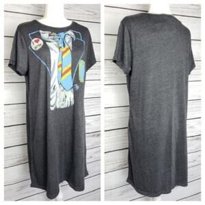 Junk Food AC/DC Shirt Dress Gray Graphic Band Size XS Summer Casaul